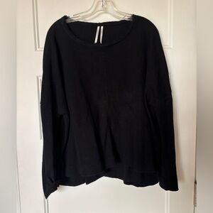 By Anthropologie Sweater Top Shirt Black Waffle Knit Thermal Long Sleeve Blouse